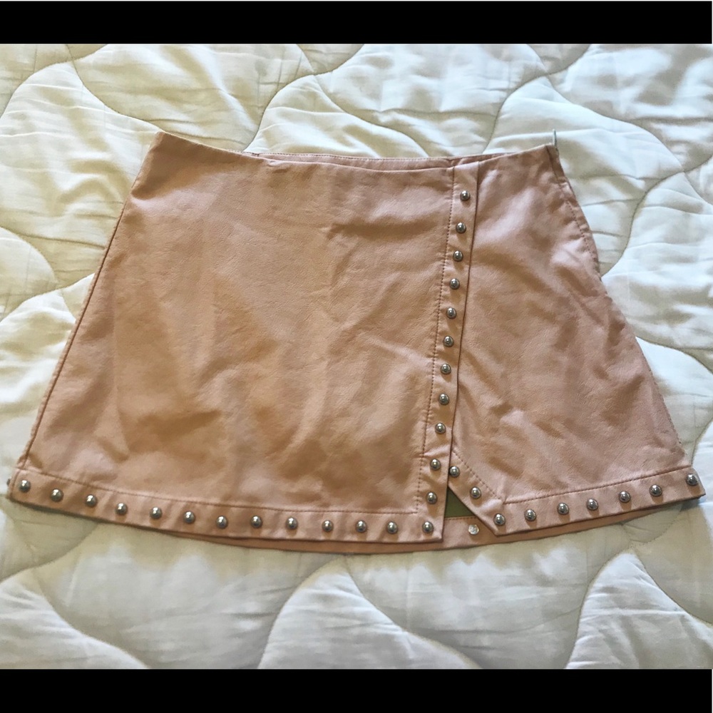 Faux leather skirt with metal studs